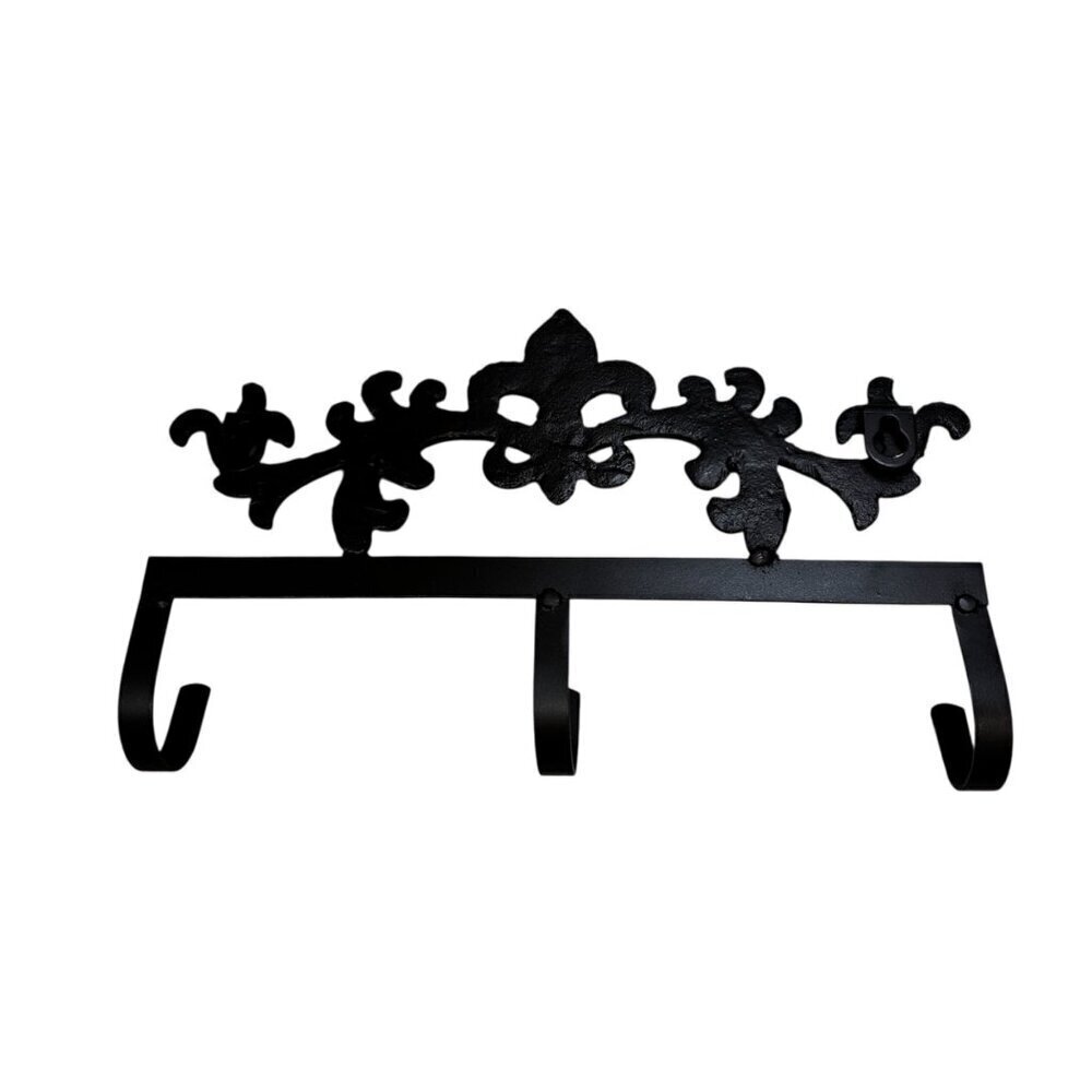 Fleur de Lis Cast Iron Metal Hook Wall Decoration Floral Country